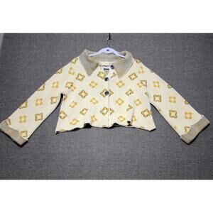 ModCloth 1X Cropped Cardigan Yellow Floral Retro 60s Vibe